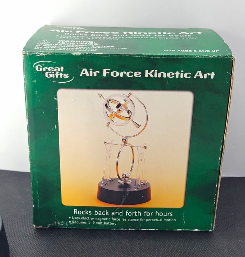 Great Gifts Air Force Kinetic Art Desk Sculpture 12" Metal/Plastic Silver Boxed
